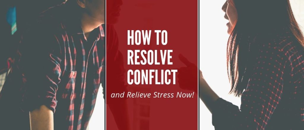 How to Resolve Conflict and relieve stress now! A Couple in office arguing.